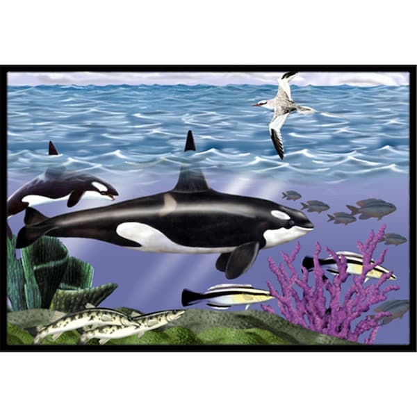 Carolines Treasures Whale Orcas Indoor and Outdoor Mat- 18 x 27 in. PTW2040MAT - main